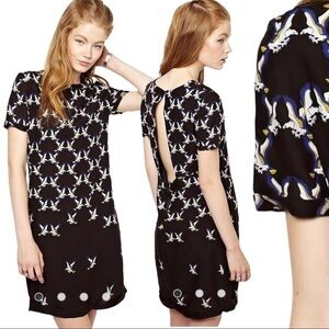 Eleven Paris Dress Teagle Bird Print With Cut Out Back ASOS M Size 8 US